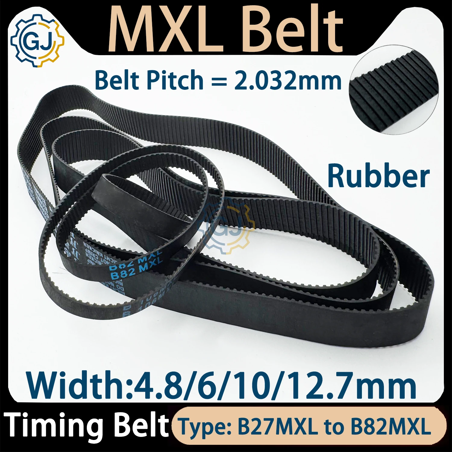 MXL Timing Belt Number Of Teeth B27  B35  B39 B45 B56 B59 B61 B65 B69 B72 B76 B99 B80 B81 B82 Closed-Loop Belt 3D printer parts