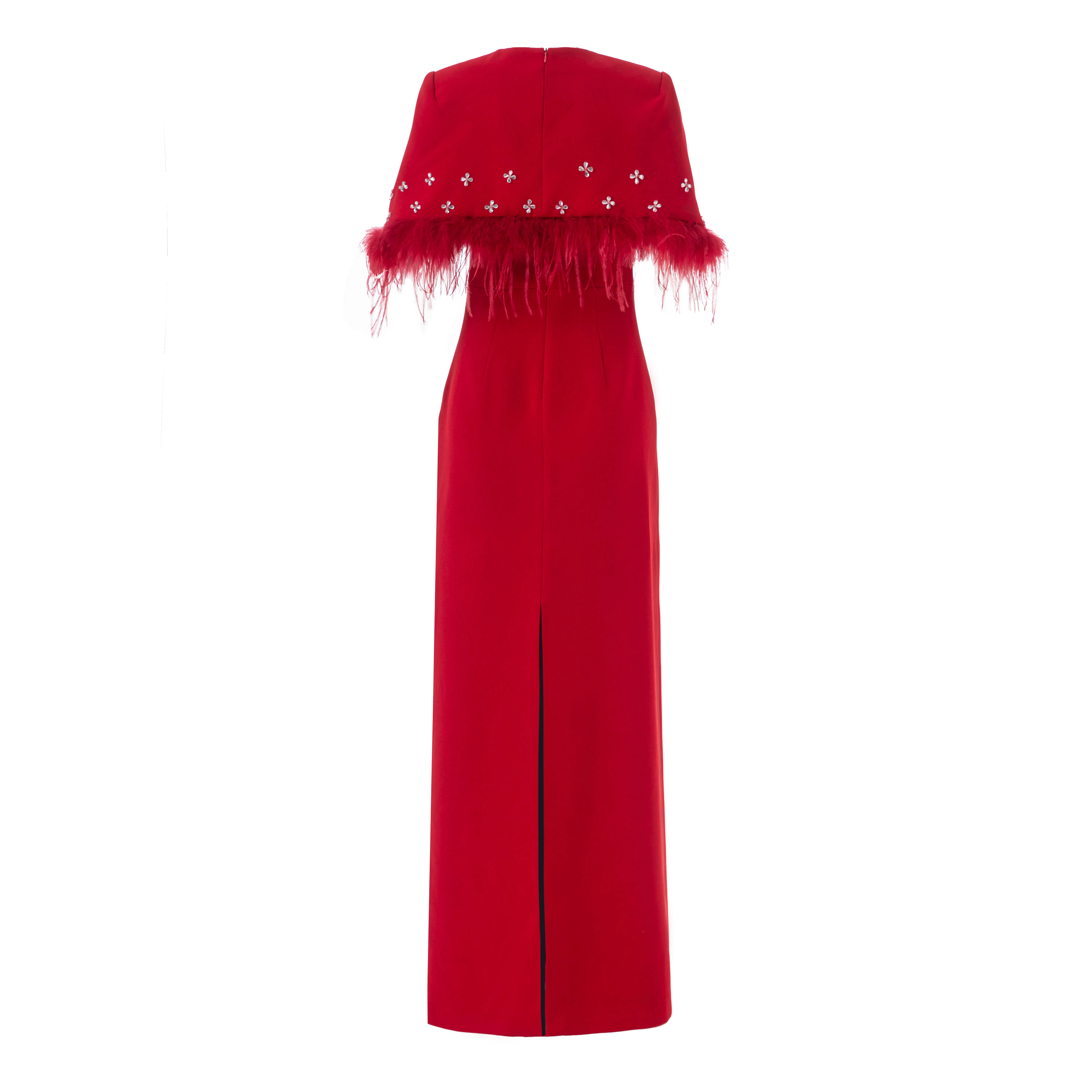 فستان عيد الميلاد أنيق من الريش المقسم للنساء بأكمام عباءة تونك مرقع بقصة ضيقة من الماس للحفلات المسائية ropa mujer #3