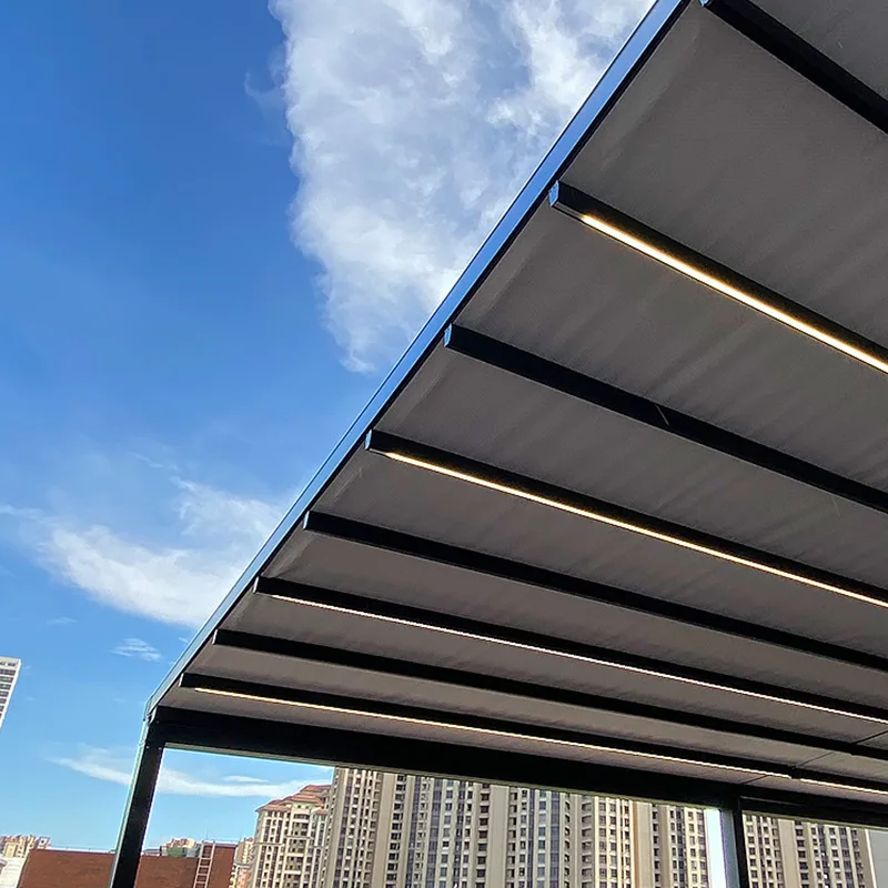 Outdoor Electric Foldable Aluminum Canopy PVC pergola Roof Insulation pergolapromote sales