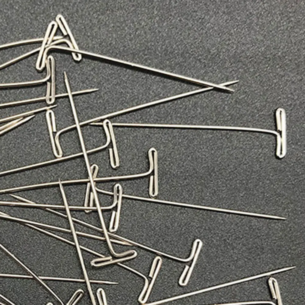 50 قطعة دبابيس T معدنية صنع التصميم سهلة إدراج إزالة صندوق بلاستيكي تخزين 51 مللي متر دبابيس للشعر المستعار T للشعر المستعار #2