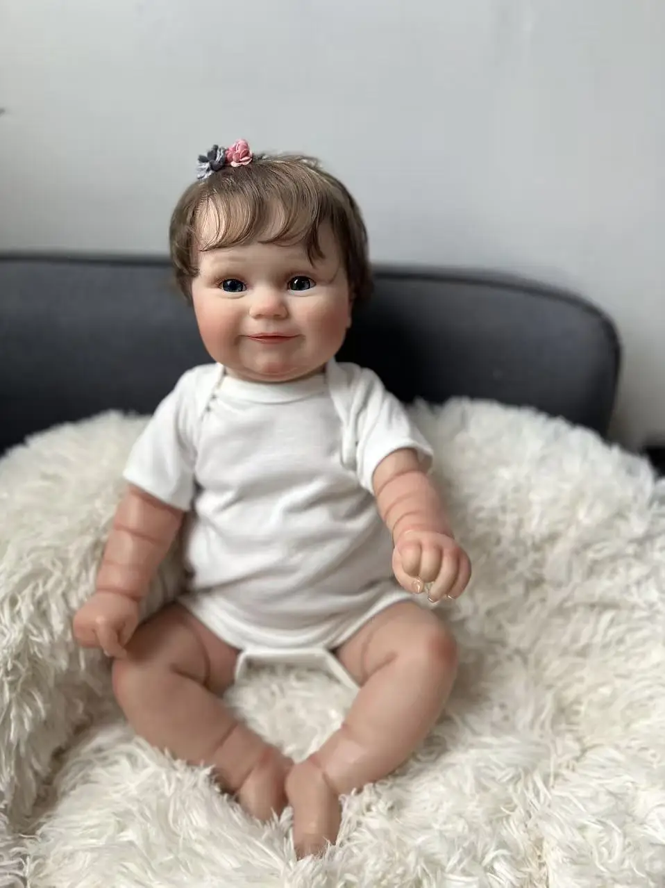 19inch Silicone Baby Doll Reborn Maddie Hand-Detailed Painting 3D Skin with Visible Veins Handmade Real Baby Gift Toys for Girls