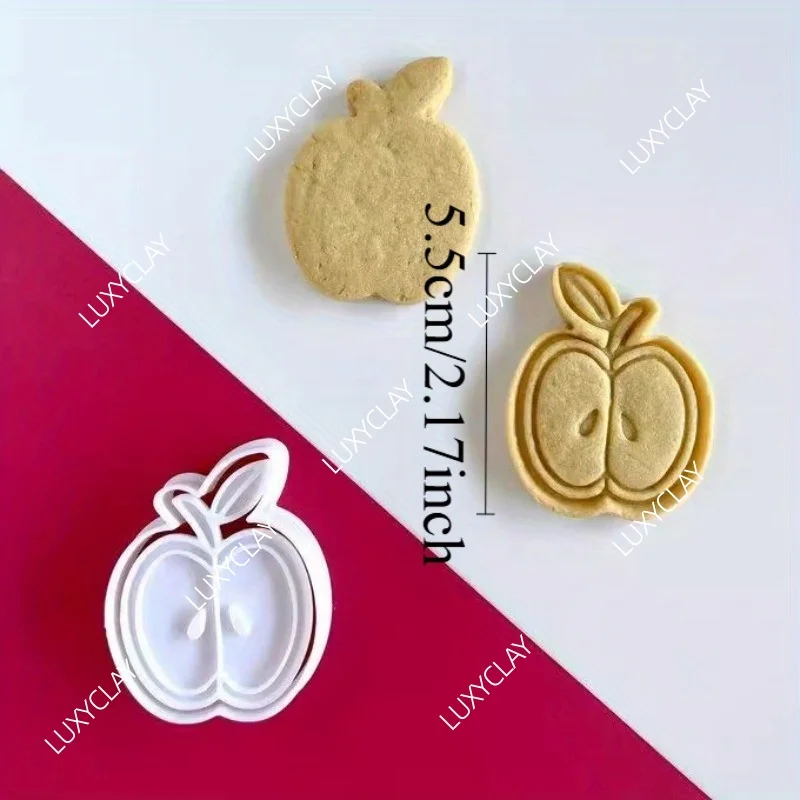 Cute Apple Fruit Cookie Molds Cookie Cutter Apple Hand Pressure Biscuit Mold Baking Mold Baking Tools Cookie Stamp Baking Pastry