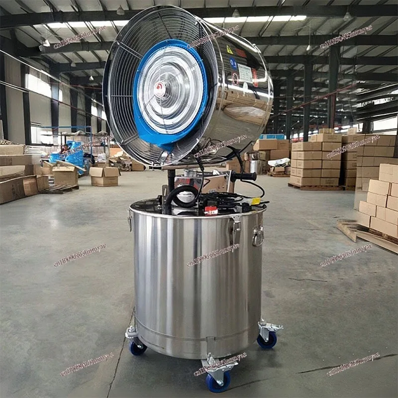 Industrial spray fan, cooling seat fan, dust removal, electrostatic water mist humidification, mobile fan shaking head