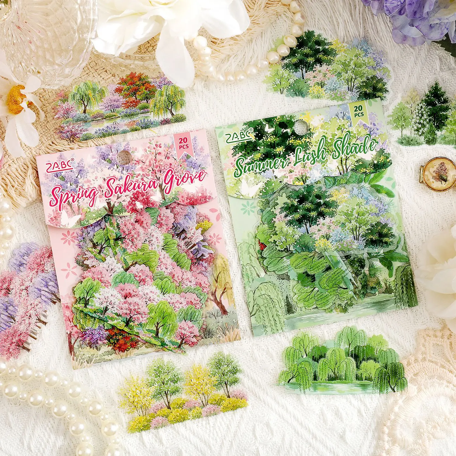 Autocollants de papeterie kawaii, 20 pièces/1 lot, quatre saisons de la forêt, pour journal, scrapbooking décoratif, autocollants artisanaux pour bricolage