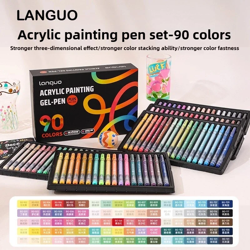 languo-90-6-colors-acrylic-gel-pen-10mm-large-capacity-student-writing-pen-painting-drawing-office-school-supplies-stationery