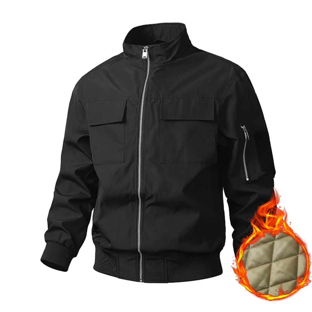 Winter Military Tactical Jacket Men's Solid Color Baseball Jacket Casual Thicken Windproof Warm Air Force MA1 Pilot Jackets Men
