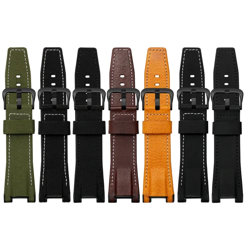 Leather Nylon Watch Strap for Casio GST-W120L S130l 310 B100 300 Hagane Boukenshin Soft Comfortable Watchband Accessories 26mm