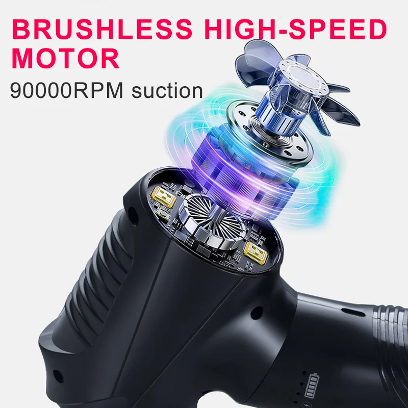 Portable Electric Air Duster Rechargeable Compressed Air Dusters 6000mAh Powerful 90000RPM Fast Charging Air Blower Cleaner