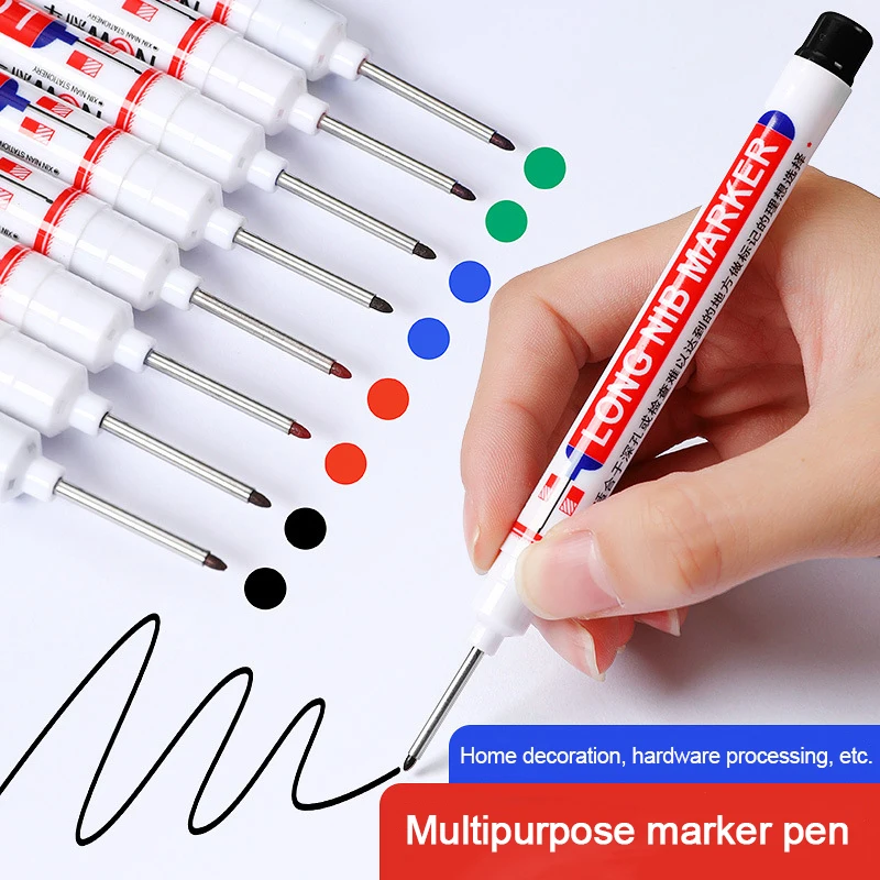 Long Head Markers 20mm Writing Carpenter Pencil Multifunction Deep Hole Marker Pens Home Decoration Water Resistant Quick Drying