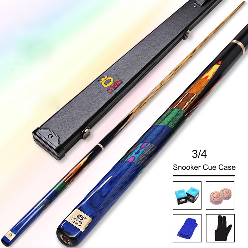 New Omin Rainbow Snooker Cue 10mm Tip Size Length145cm 3/4 Split Cue Weight17.5-18.5oz With Snooker Cue Case Set