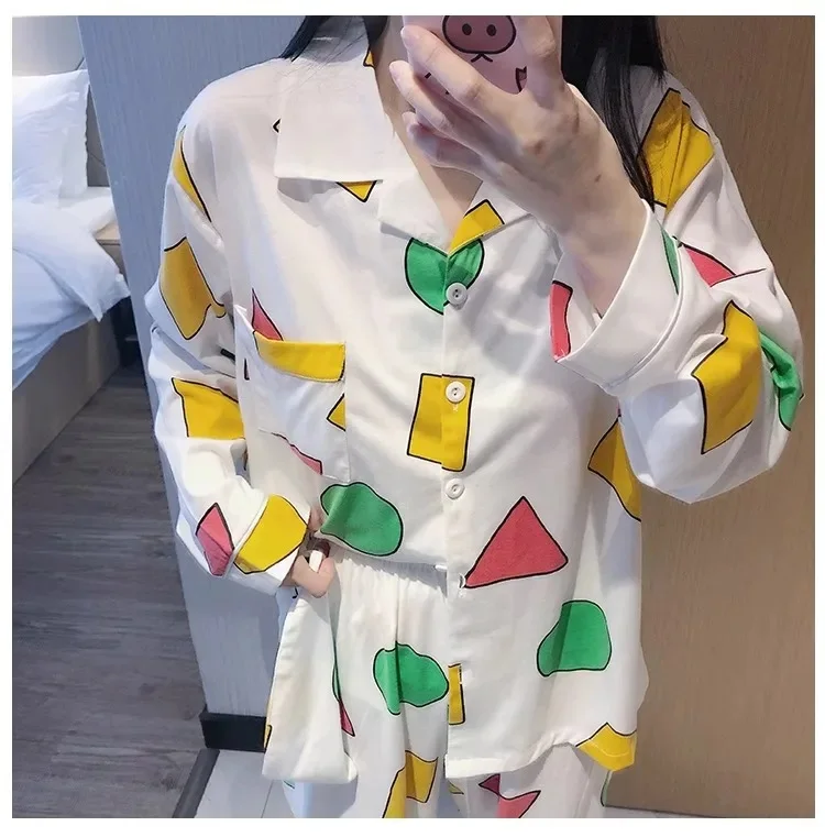 Paar-Modelle, zweiteiliger Pyjama, japanischer Frühling und Herbst, niedlicher Cartoon, langärmelig, für Damen, große Größe, bequemer Heimanzug – Detail 9