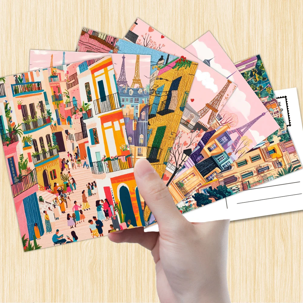 32pcs, watercolor city, postcards, decoration/greeting cards/postcards, high-precision printing, collectible and mailable