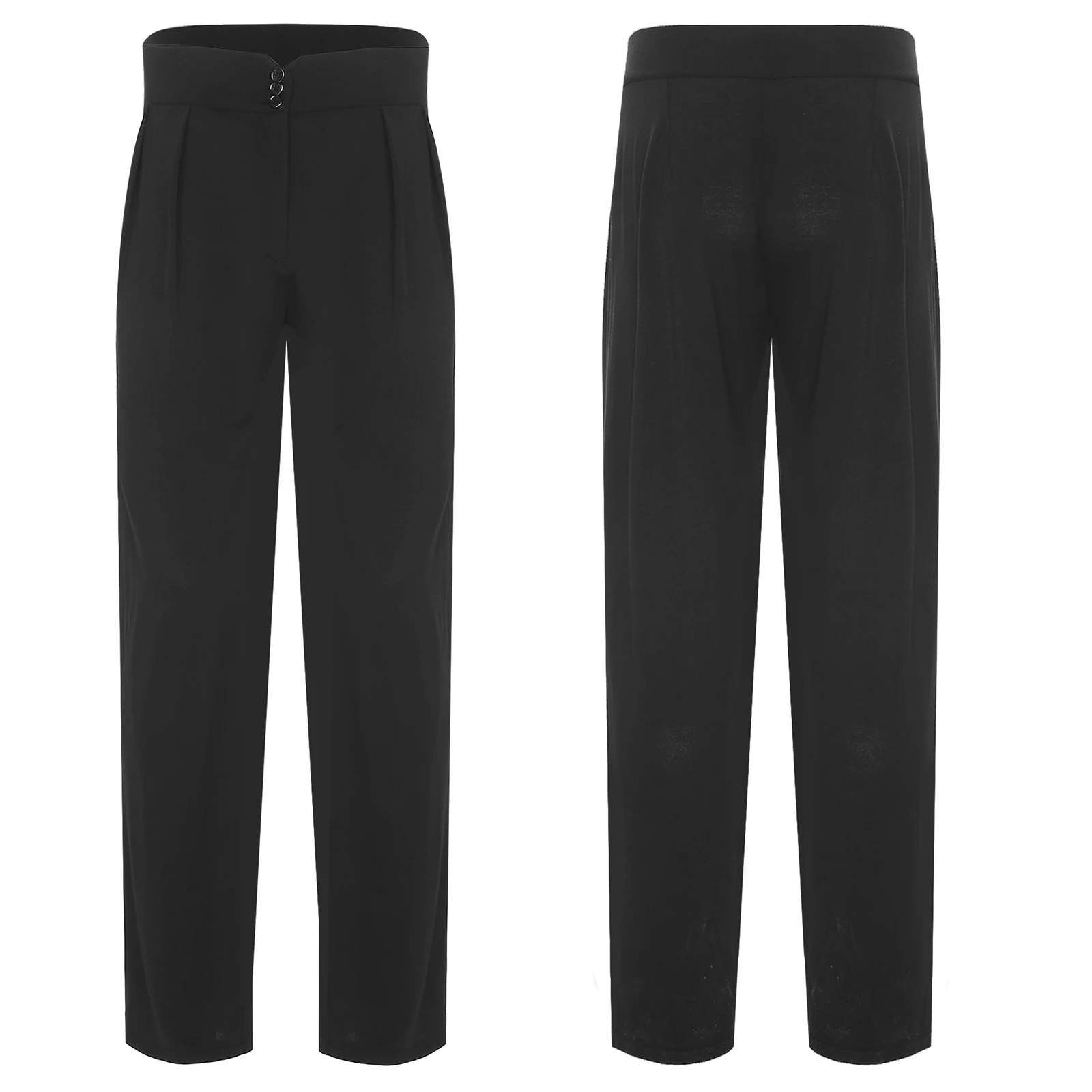 

Adults Latin Jazz Tango Rumba Dance Pants Men Cha-Cha Ballroom Dancing Competition Performance Costume High Waist Trousers