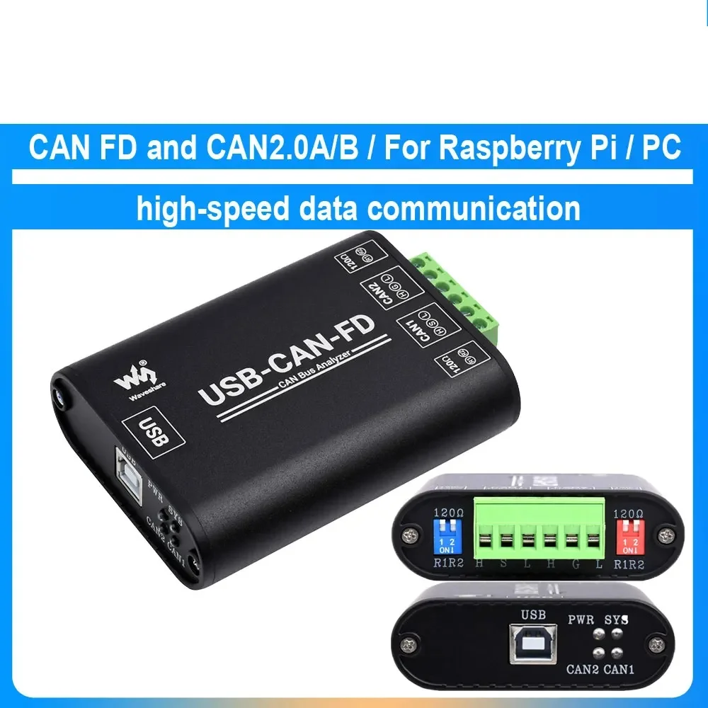 Industrial USB To CAN FD Adapter CAN/CAN FD Bus Data Logic Analyzer CAN/CAN FD Bus Communication Options support Windows/Linux