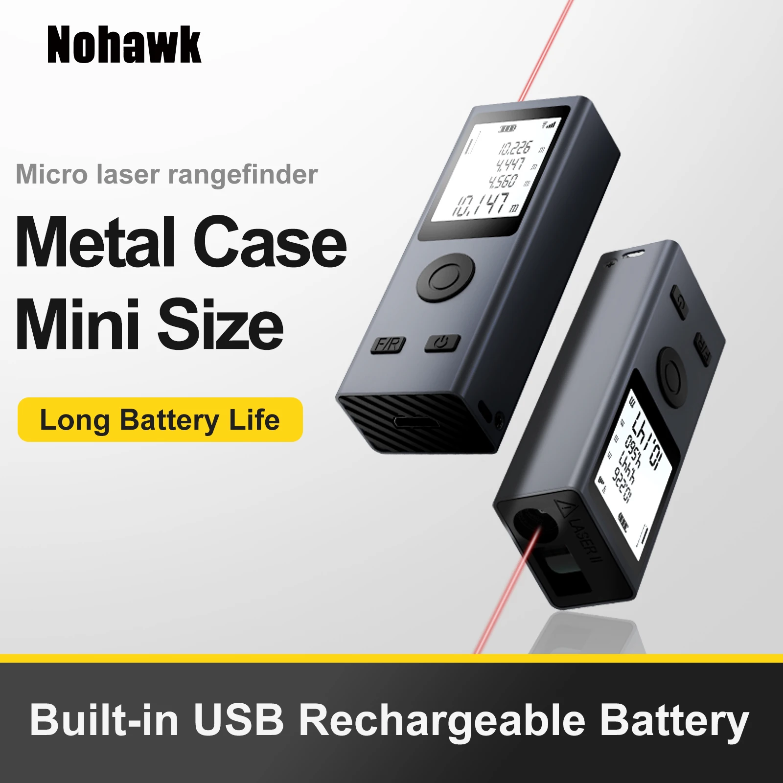 Nohawk Laser-Entfernungsmesser Multifunktionales Tragbares Messgerät Metallgehäuse Mini-Format Entfernungsmesser – Detail 2
