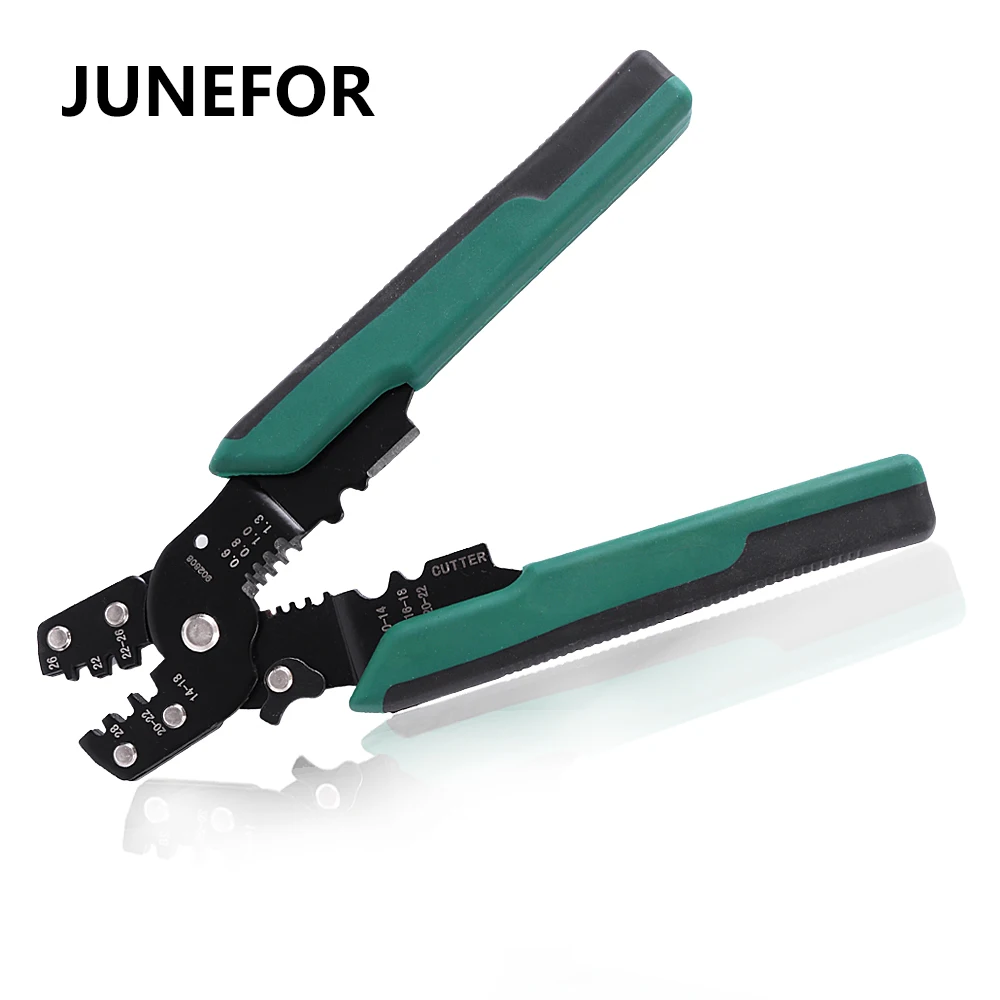 JUNEFOR Crimping Tool Crimping Pliers Wire Stripper Cutter Crimper Multitool 10-26AWG Crimping Pliers Terminal edc Manual Tools