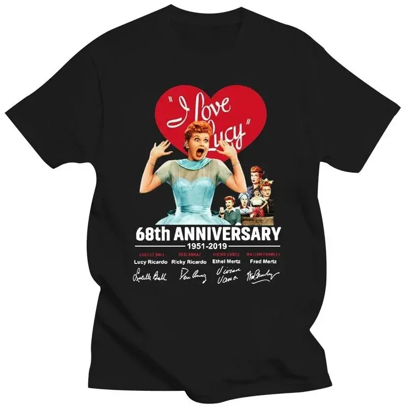 I Love Lucy 68Th Anniversary 1951 2019 Signatures T Shirt Black Cotton Men Free