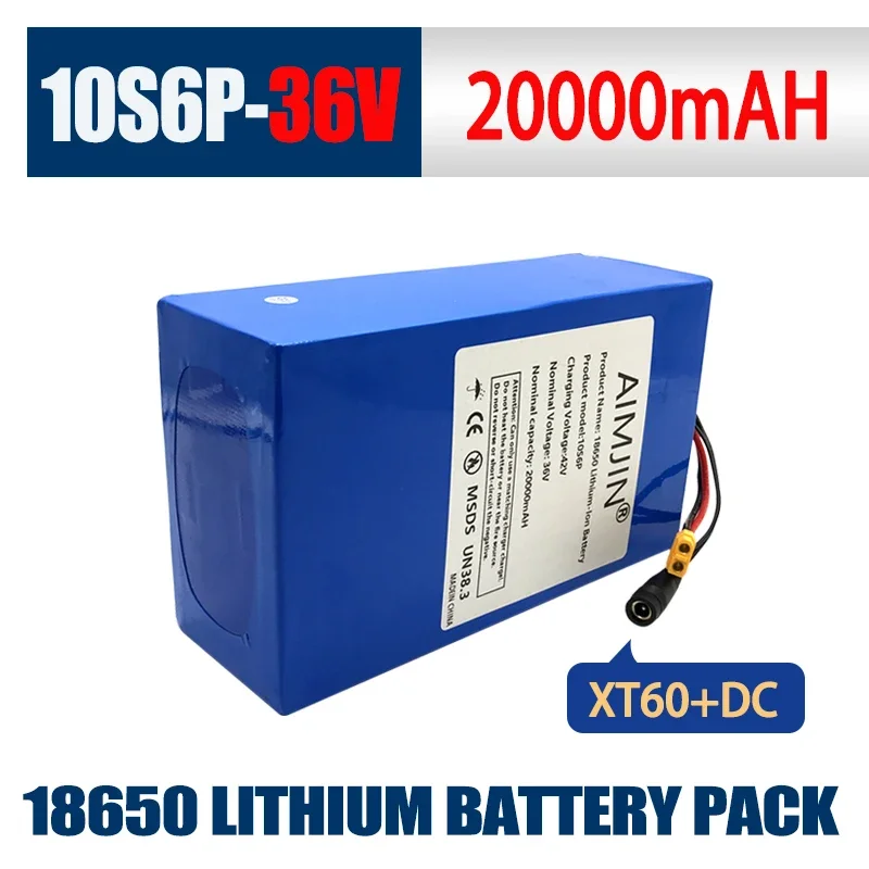 10S6P 36v 20Ah Brand New 500-1000W Large Capacity Lithium Battery for Uses Most Vehicles， and Multiple plug selection