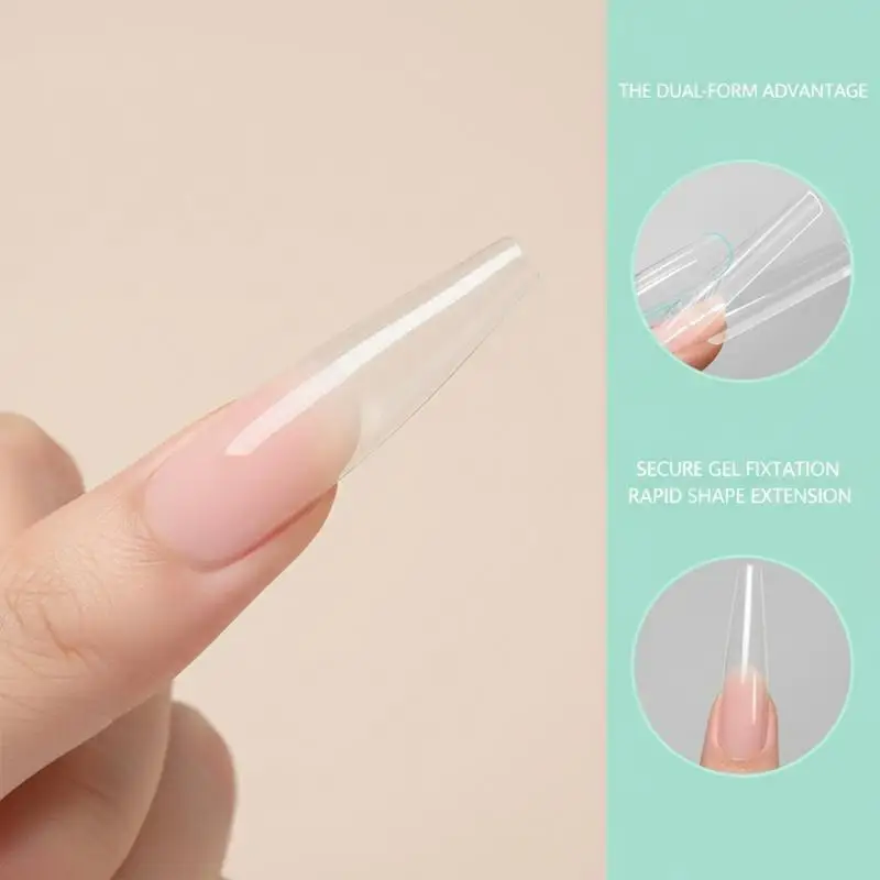 180pcs/3Box Sandwich Dual Nail Forms 15Size Quick Extensions-Dual Forms T-shaped Ellipse Manicure Forms Top Mold Bottom MoldHot