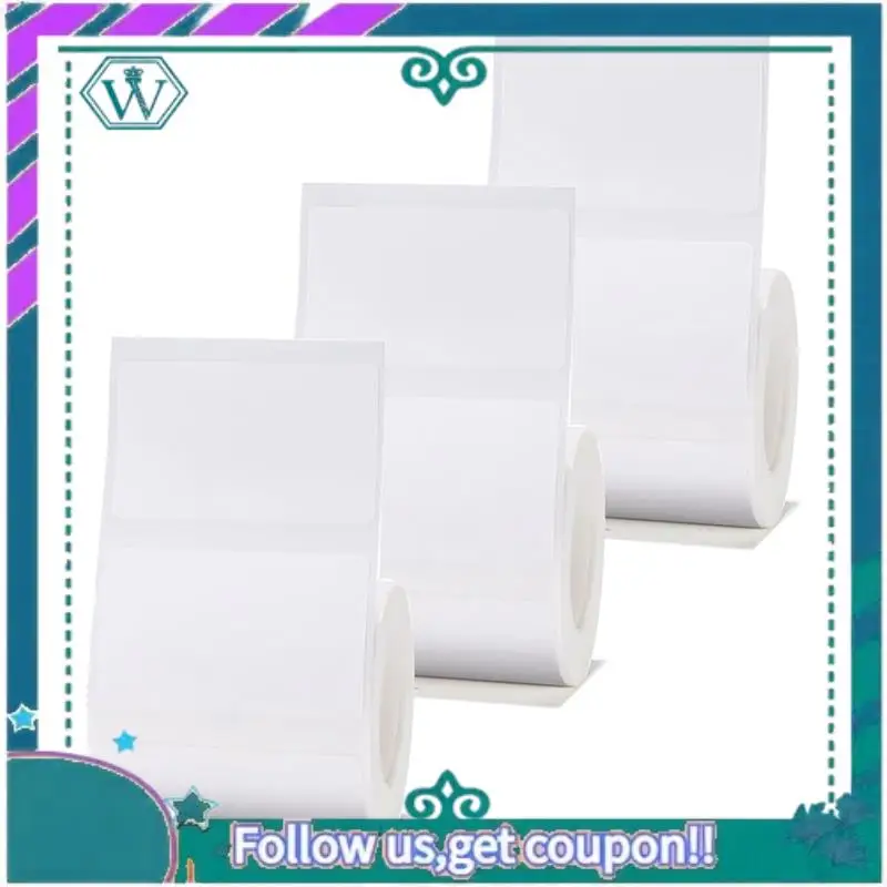 3 Rolls White Label Paper White 50X30mm Compatible For B1 B21 B3S Label Maker Waterproof, Self-Adhesive Label Paper, Easy To Use