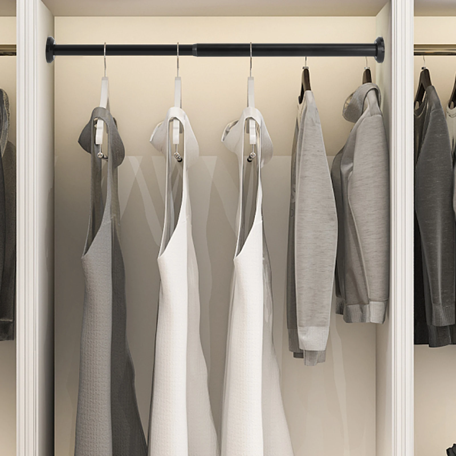 

Telescopic Clothes Drying Mounted Retractable Aluminum Storage Hanger Nail Free Adjustable Curtain Rod Practical Use