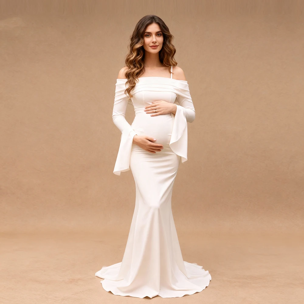 

Off Shoulder Spaghetti Strap Slim Maternity Photoshoot Dresses for Pregnant Photography Pregnancy Photoshoot Outfit Brides Dress