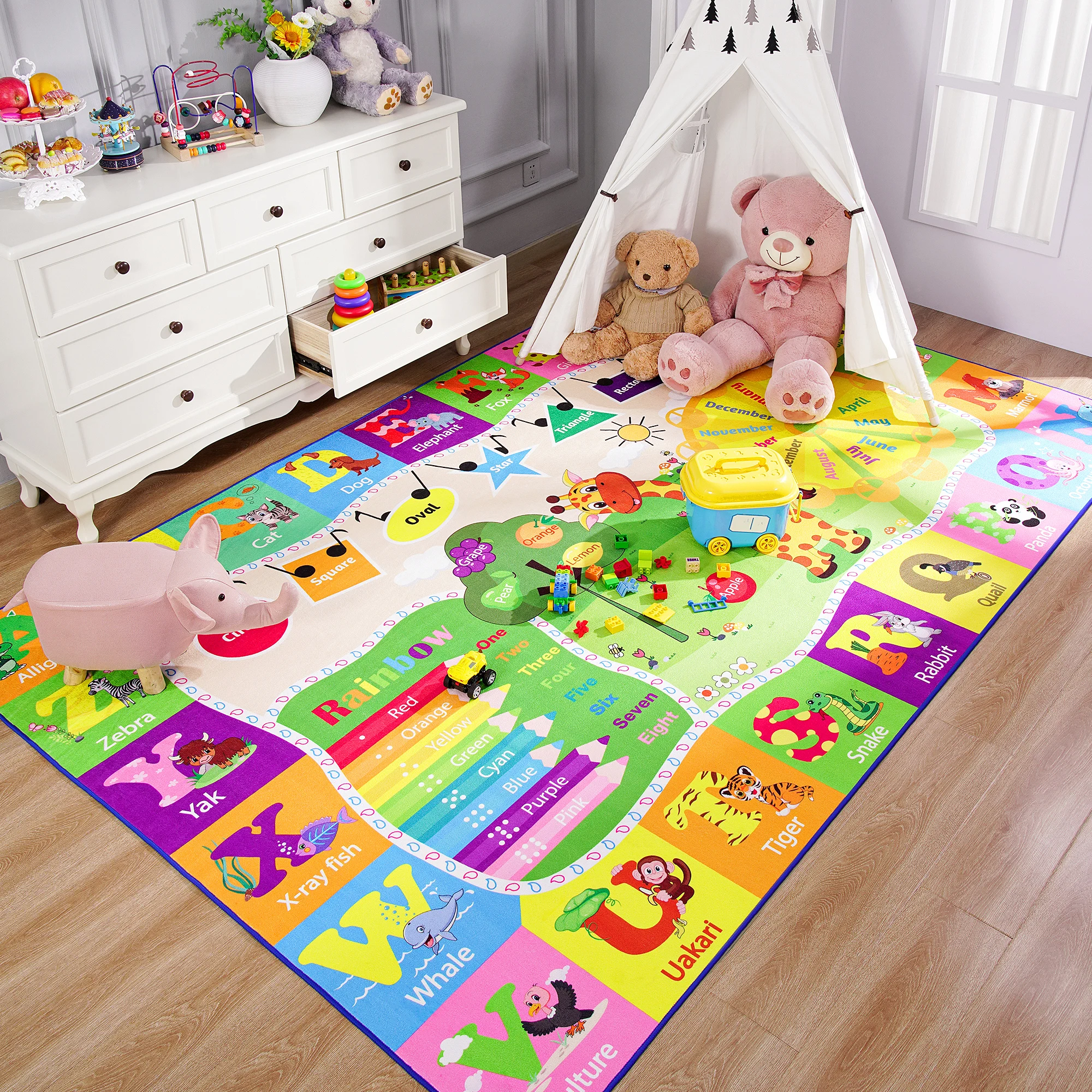 

Large Children's Play Mat Children's Bedroom Giraffe Animal Carpet Boys Kindergarten Room Decorative Carpet Letters Carpet