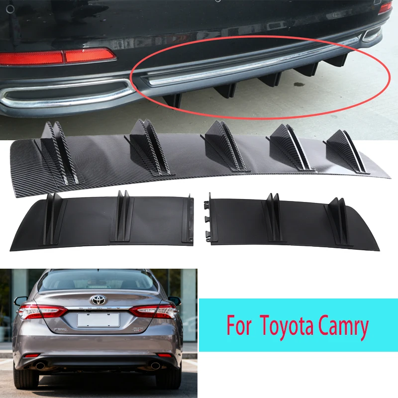 

For Toyota Camry Car Rear Bumper Lip ABS Double Wing Rear Shark Chassis Fin Style Curved Bumper Lip Diffuser Anti-collision