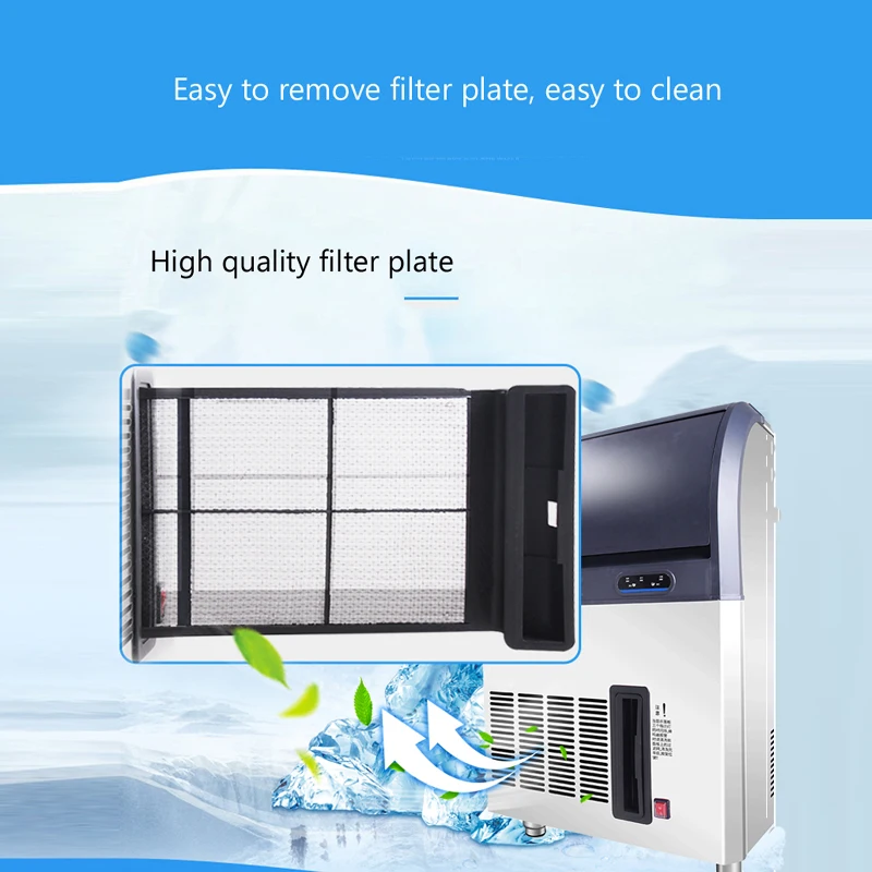 Máquina comercial para hacer hielo, máquina para hacer hielo de acero inoxidable para Bar, cafetería