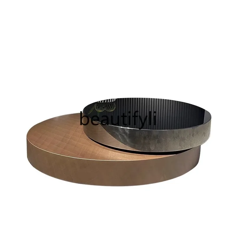 

Italian Style Light Luxury Rotating Coffee Table High-end Designer 360 Degree Stainless Steel Oval Combination