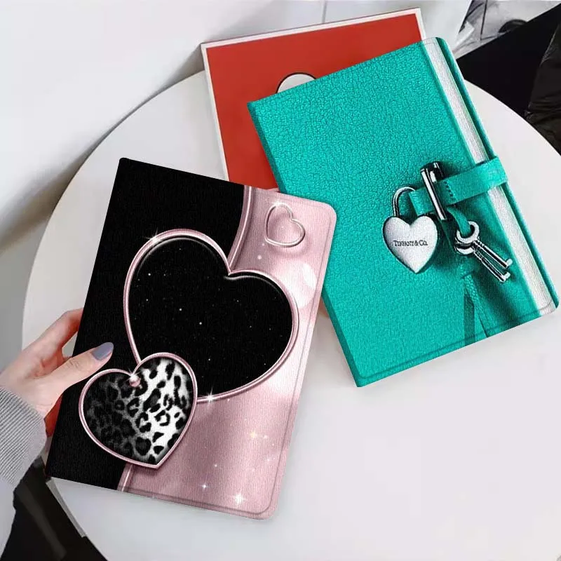 

Heart Lock Key Notebook Gift For Xiaomi Mi Pad Mini 4 5 6 7 SE Pro Plus Redmi Pad 2 SE 2025 8.8 11 Foldable Tablet Case