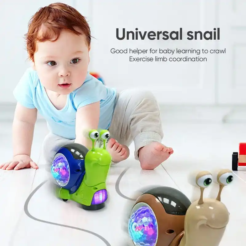 Creative Luminous Snail Baby Crawling Toy Musical Light Up Walking Toy Dancing Motion Interactive Early Educational Toy
