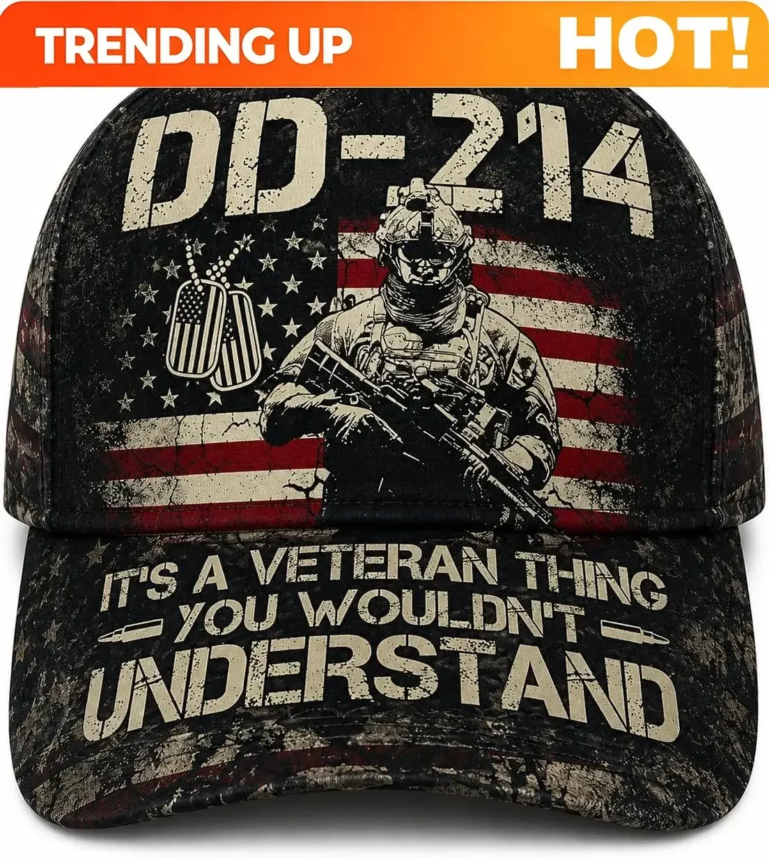 Custom DD214 Veteran Hat Patriotic US Flag Vintage Baseball Cap Military Retirement Gifts for Men