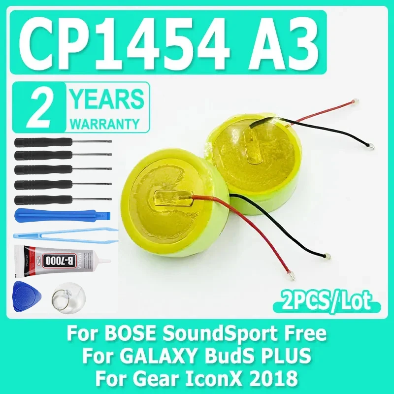 2pcs CP1454 A3 Battery for BOSE SoundSport Free Earphone,GALAXY Buds PLUS Earphone,Gear IconX 2018 Earphone,CP1454 A3 with2 Cans