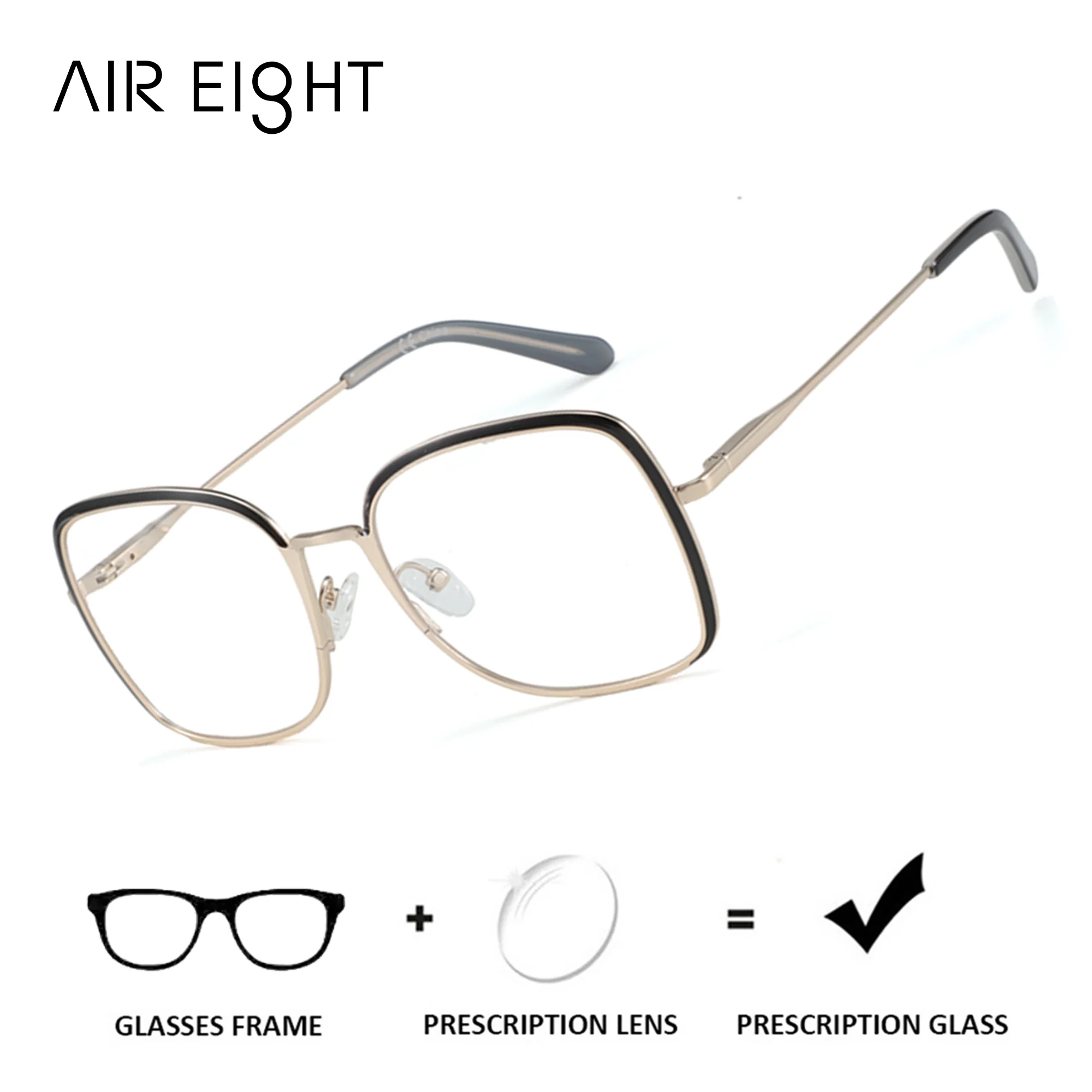 

AIR EIGHT Metal Butterfly Square Prescription Glasses For Women Anti Blue Light Myopia/Photochromic Optical Lenses