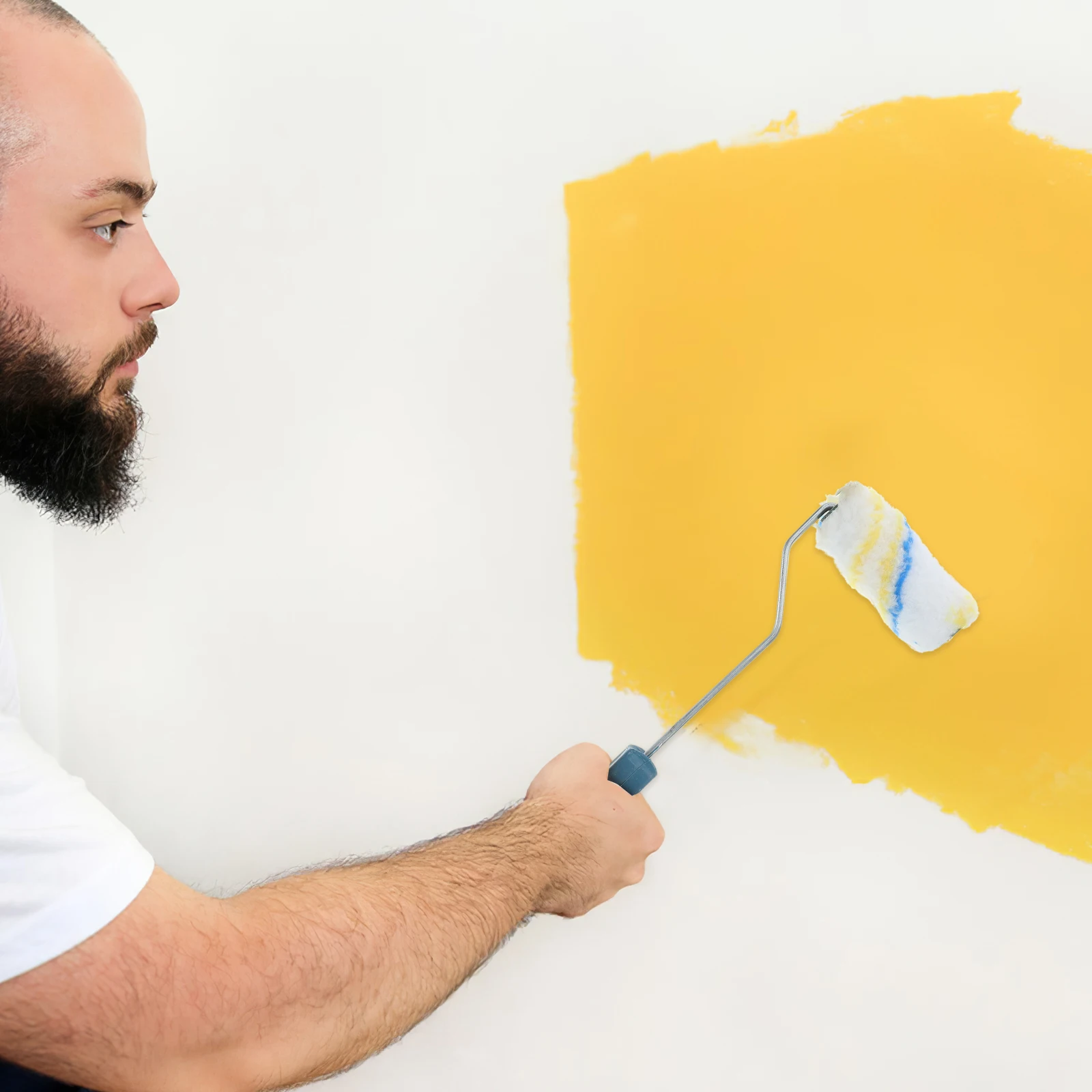 

4pcs Durable Fiber Paint Roller Brush Anti-Shedding Lint-Free Ergonomic Handle Mini Corner Roller Flooring Tool Painting Kit