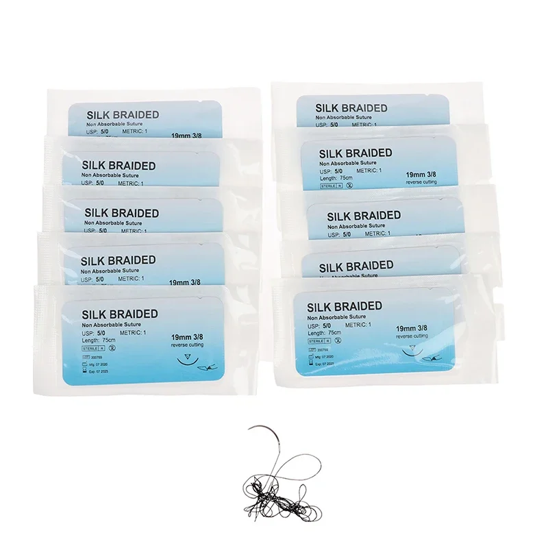 

12Pcs 75cm 2/0 3/0 4/0 5/0 Medical Needle Suture Nylon Polyester Thread Suture Practice Kit Teaching Demonstrations Exercises