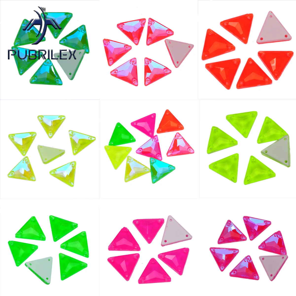 3270 Dreieck 16mm Fluoreszierende Leuchtende Neon-Acryl-Strasssteine für Jacken, DIY-Schmuck und Kleider – Detail 15
