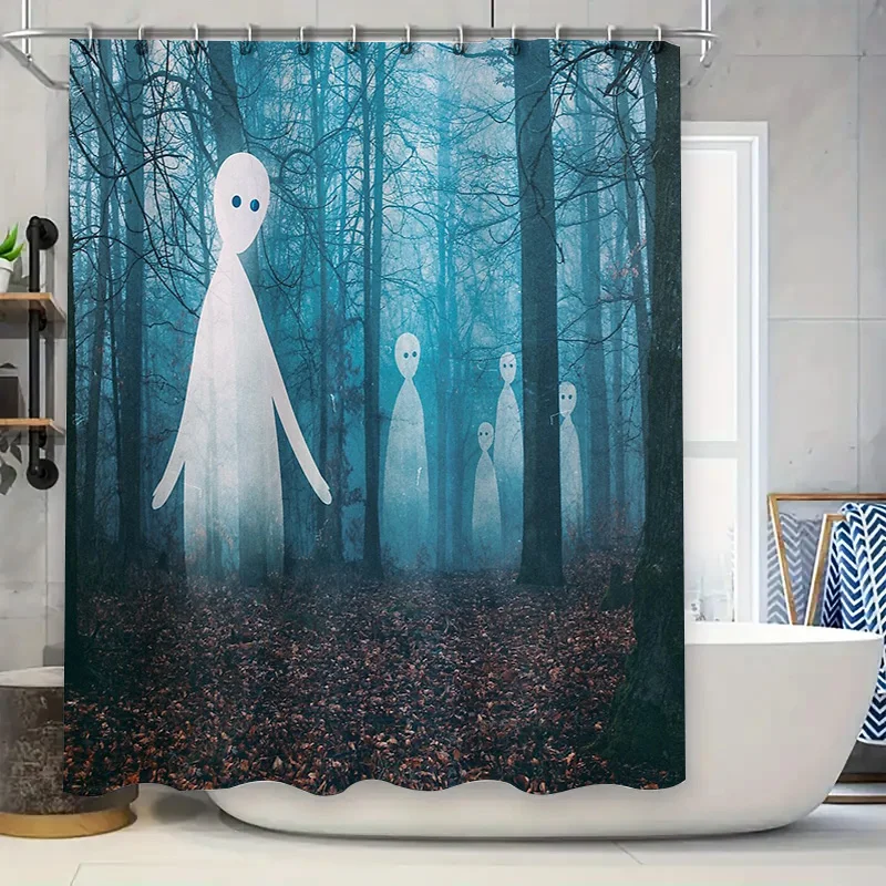 

Spooky Forest Shower Curtain Halloween Gothic Horror Landscape Bathroom Decor Vintage Tapestry Wall Hanging Dark Academia Home D