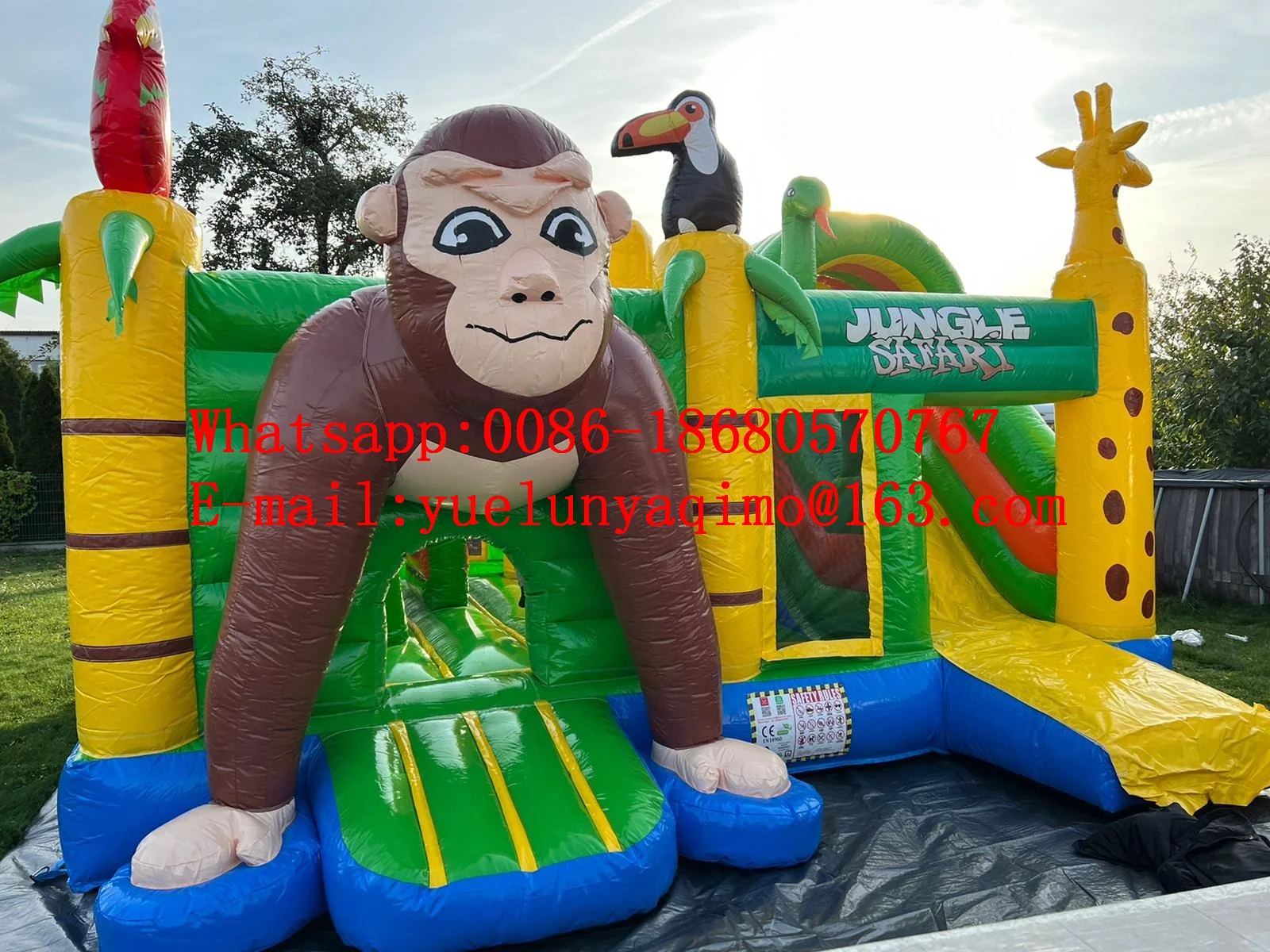 Commercial grade hot sale animal park monkey bouncy castle trampoline slide combination YLY-059