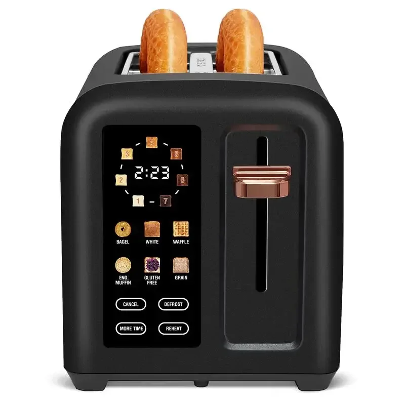 Toaster 2 Slice, Stainless Toaster LCD Display&Touch Button, 50% Faster Heating Speed, 1.4'' Wide Slots Toaster