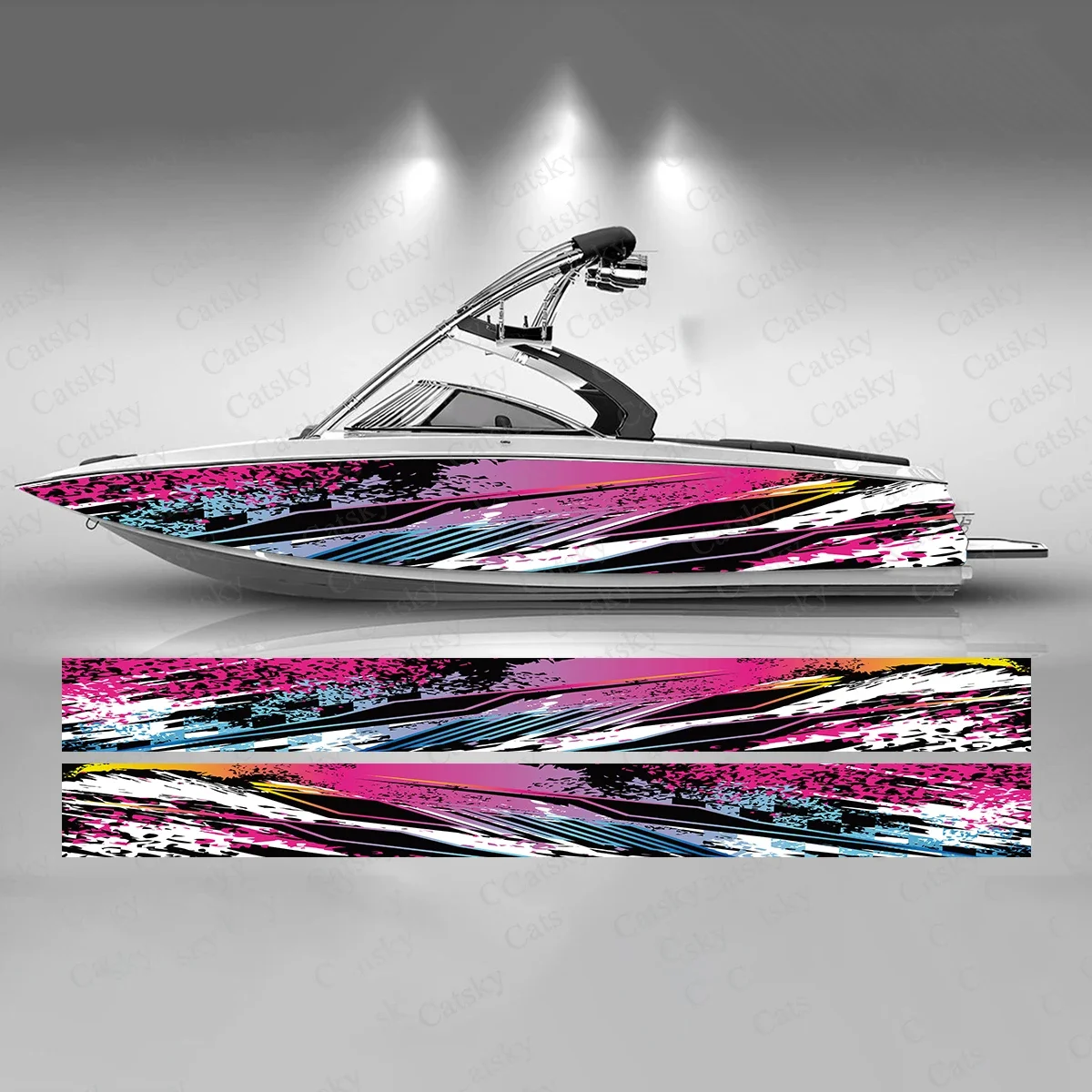 

Abstract Pink Blue Colorful Boat Sticker Fashion Custom Fish Boat-Sticker Vinyl Waterproof Boat Wrap Graphic Boat Wrap Decal