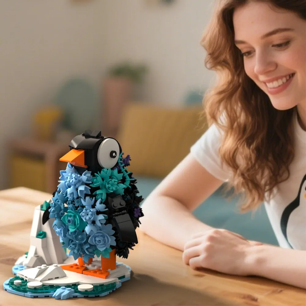 604PCS IceBloom Pinguino Building Blocks Set Antartide Animale Modello di cristallo di ghiaccio Puzzle Giocattoli STEM Educazione Regali di Natale per i bambini