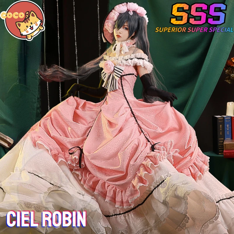 CoCos-SSS Anime Black Butler Ciel Robin Lolita Female Cosplay Dress Anime Cos Black Butler Cosplay Ciel Cosplay Costume and Wig