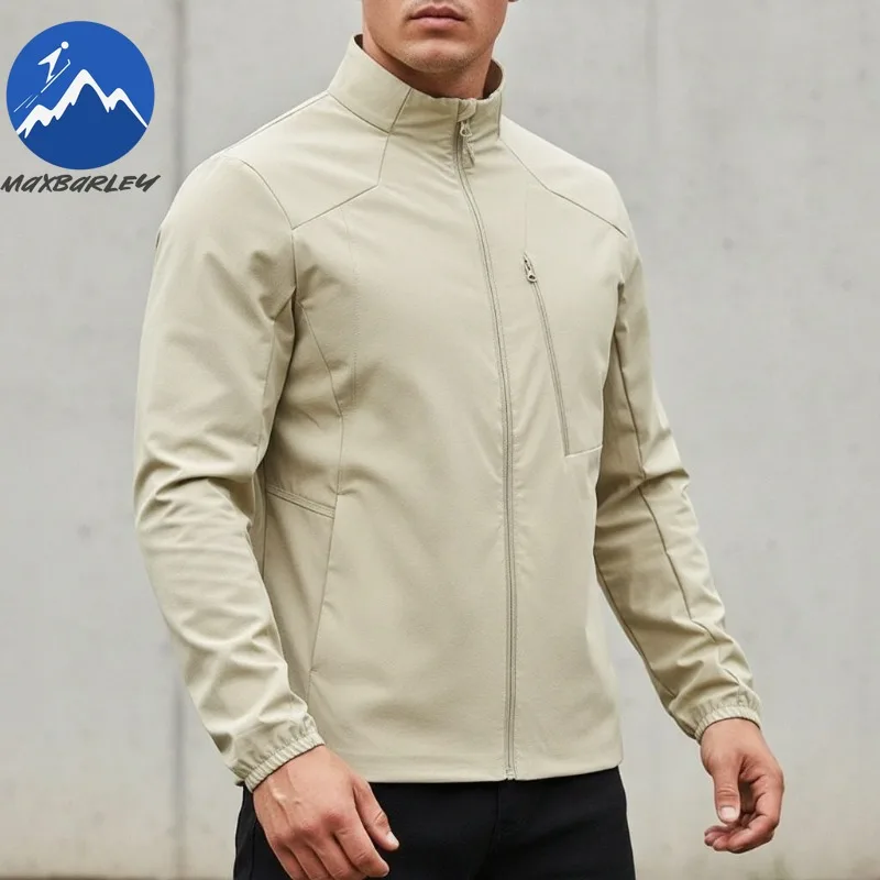 

Spring New Mens Stand Collar Windbreaker Lightweight Jacket Outdoor Casual Coat Plus Size Loose Fit Breathable Zip Up Top