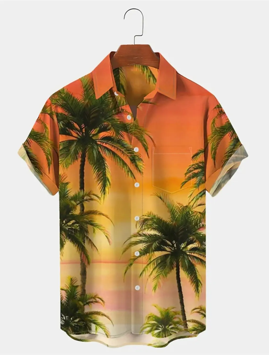 Camicia da uomo camicia hawaiana estiva stampe grafiche palma Turndown Outdoor Street maniche corte abbigliamento con stampa abbottonata