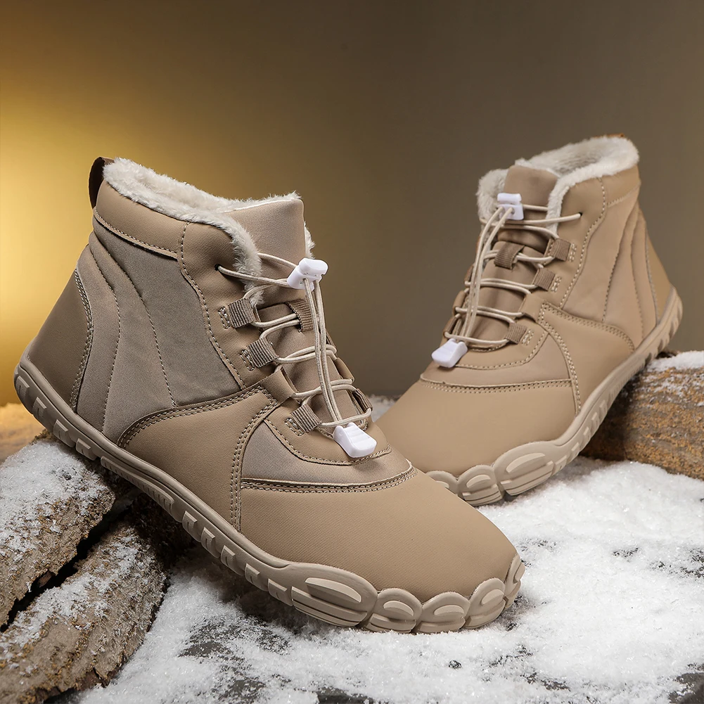 Winter Snow Boots Barefoot Hiking Shoes Anti Slip Cold-Proof Trekking Shoes Lightweight High-Top Booties for Men Women