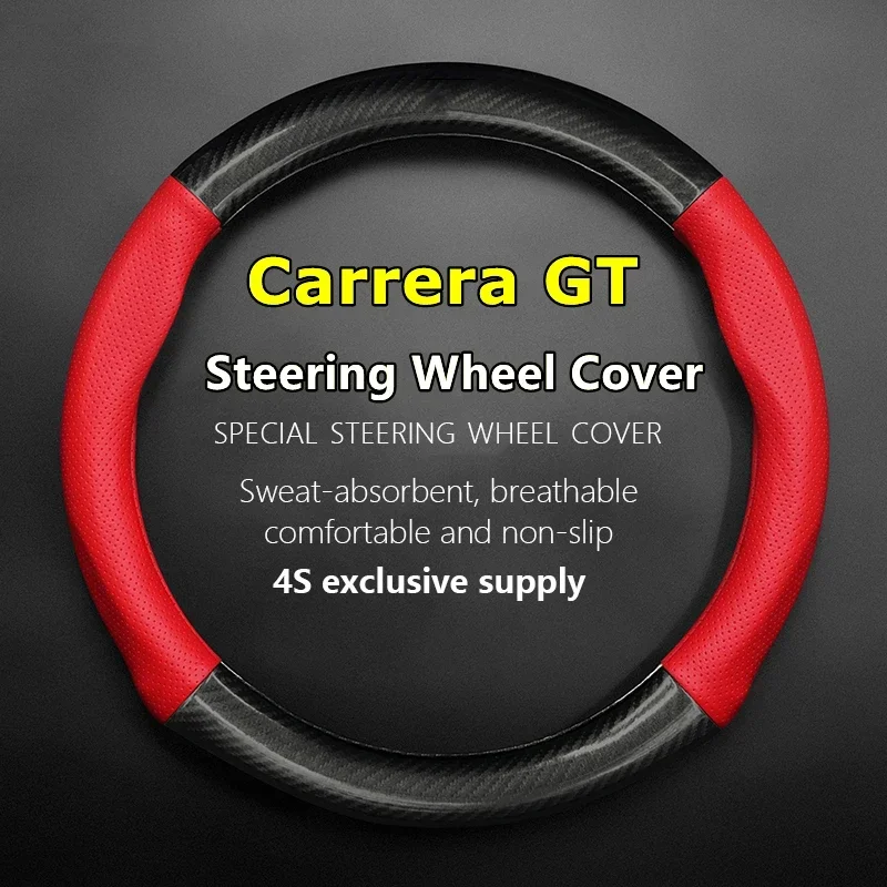 No Smell Thin For Porsche Carrera GT Steering Wheel Cover Genuine Leather Carbon Fiber Fit 5.7L 2005 2004 2005