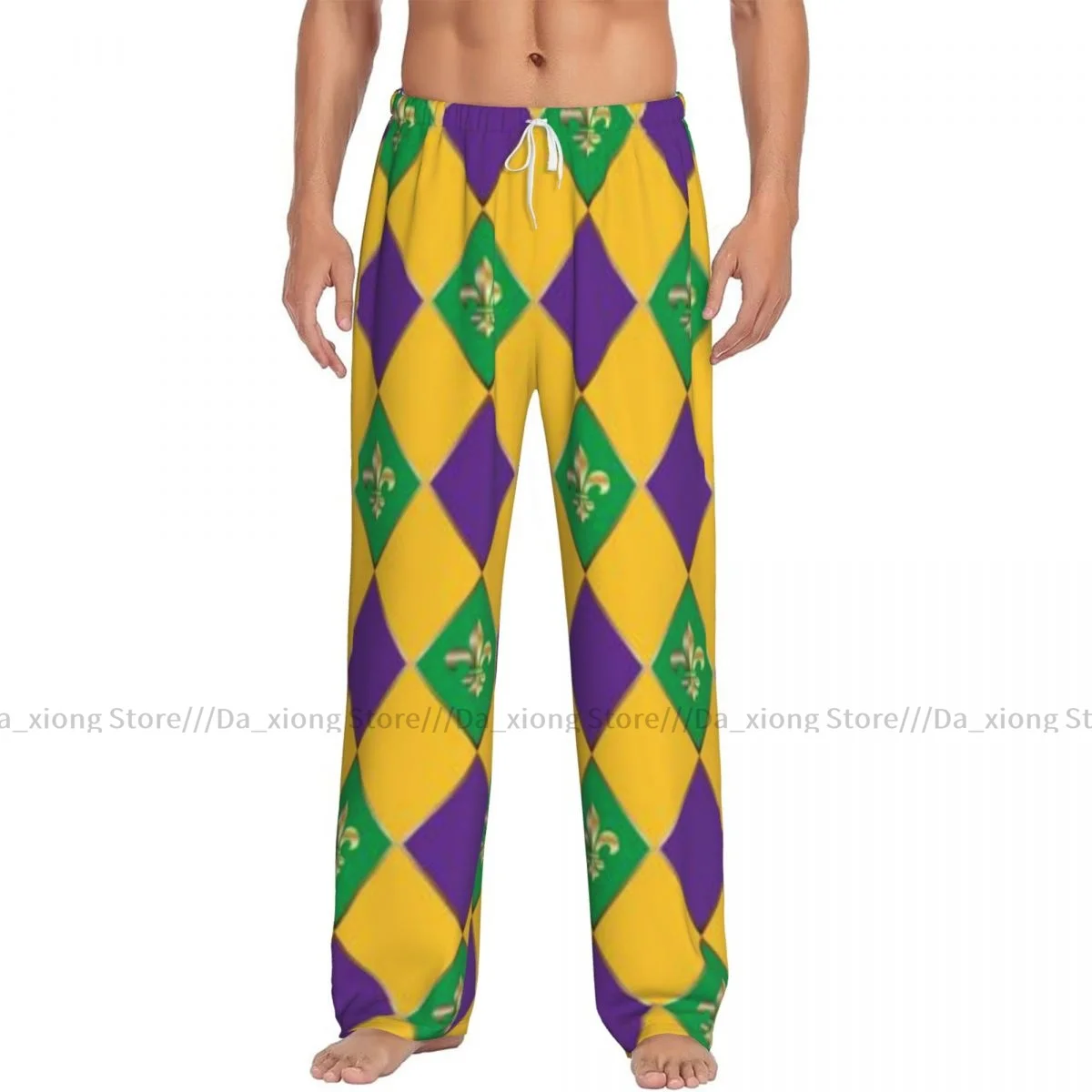 Men's Sleepwear Loose Sleep Pants Pajamas Mardi Gras Carnival Pattern Long Lounge Bottoms Casual Homewear