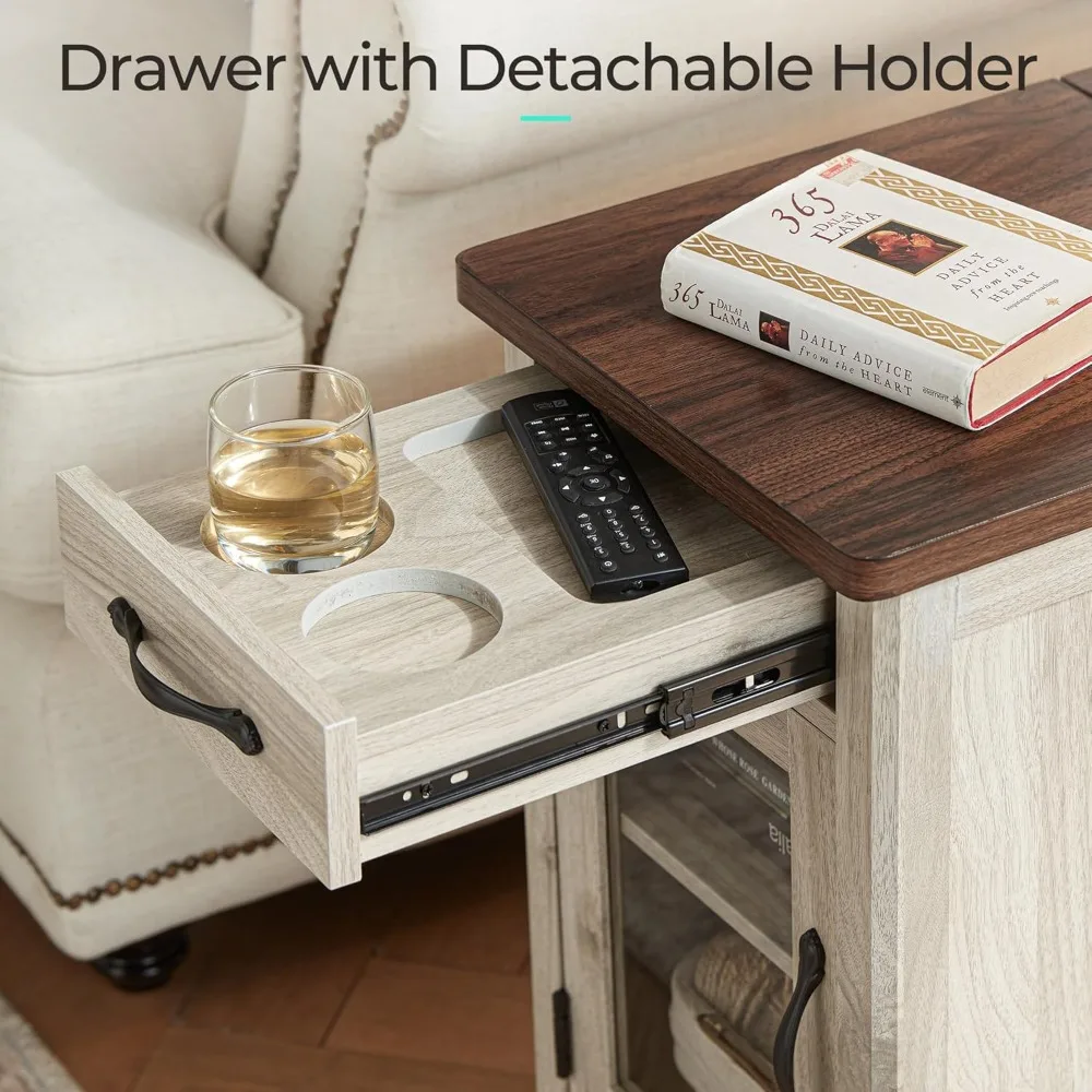 Conjunto de mesa de centro de fazenda de 3 peças LINSY HOME: 41 mesas de centro e 2 mesas finais com acabamento em madeira lavada